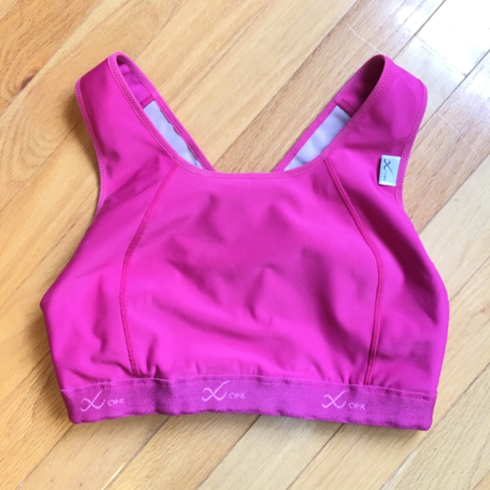 Hot pink high neck sports bra control top 32b